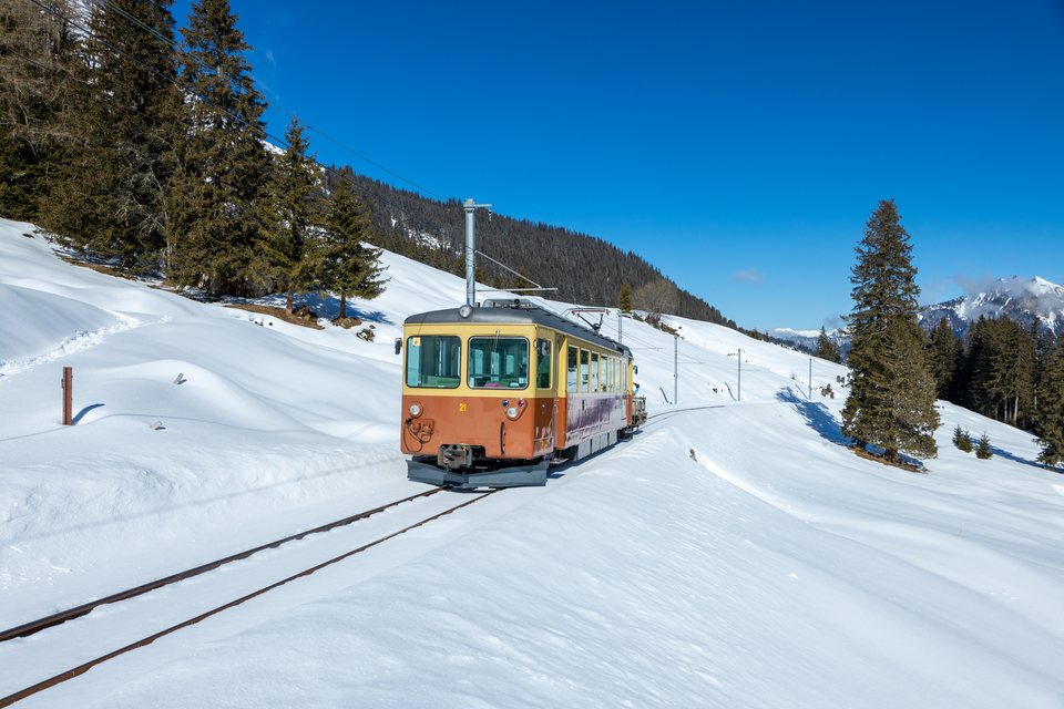 BLM (Bergbahn Lauterbrunnen–Mürren): BLM Be 4/4 21 (Winteregg, BE/CH) (Winteregg, BE/CH)