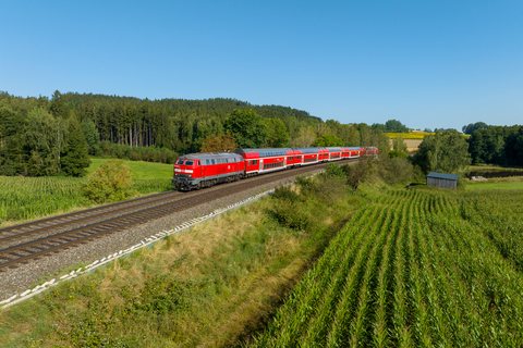 DB 218 424 at Lengenfeld b. Groschlattengrün, BY, DE