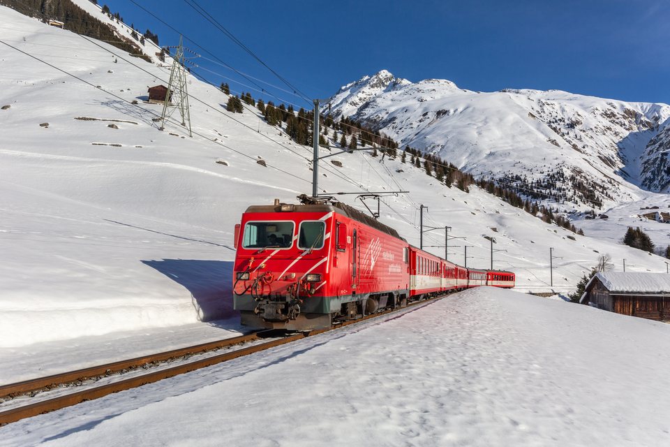 MGB (Matterhorn Gotthard Bahn): MGB HGe 4/4 II 108 / Sedrun GR