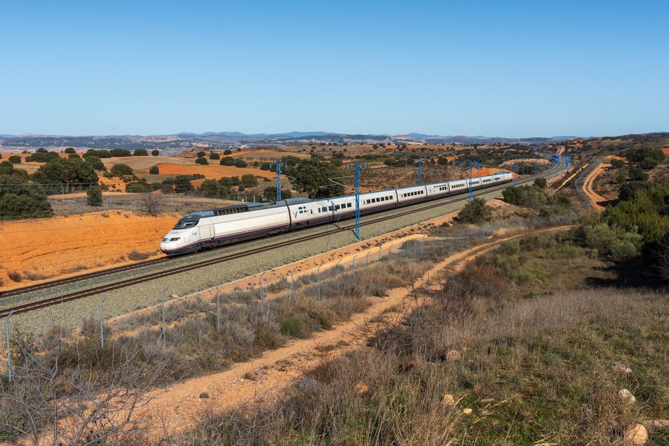 Renfe AVE S100 at Cetina, Aragon, Spain