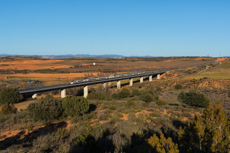 Renfe AVE S103 at Cabolafuente, Aragon, Spain