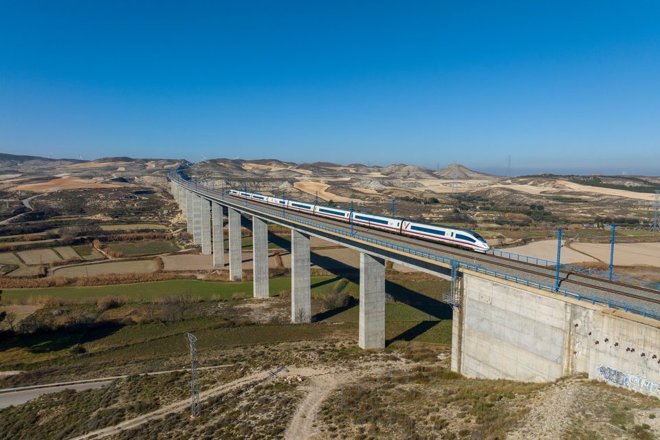 Renfe AVE S103 at Fuentes de Ebro, Aragon, Spain
