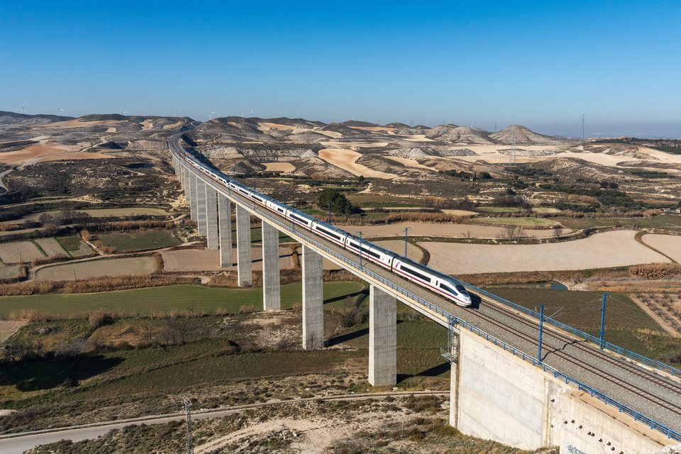 Renfe AVE S103 at Fuentes de Ebro, Aragon, Spain