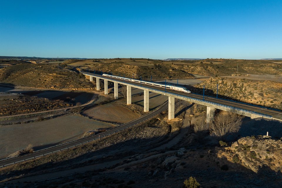 Renfe AVE S112 at Alconchel de Ariza, Aragon, Spain