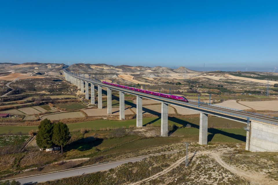 Renfe avlo S106 at Fuentes de Ebro, Aragon, Spain