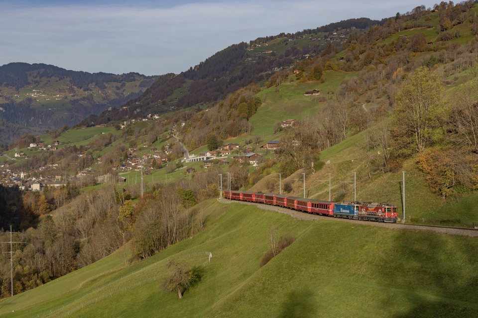 Ge 4/4 II 617, Ge 4/4 II 619 (RhB): Ge 4/4 617 + 619 / CH-Saas im Prättigau
