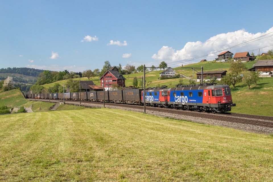 Re 620 (Re 6/6) 012, Re 420 (Re 4/4 II) 276 (SBB Cargo (SBBC)): SBB Re 620 012 + 420 276 (Immensee, Schweiz)