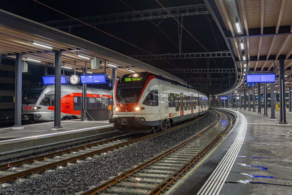 SBB (Personenverkehr): SBB RABe 523 038 / Bahnhof Arth-Goldau (SZ/CH)