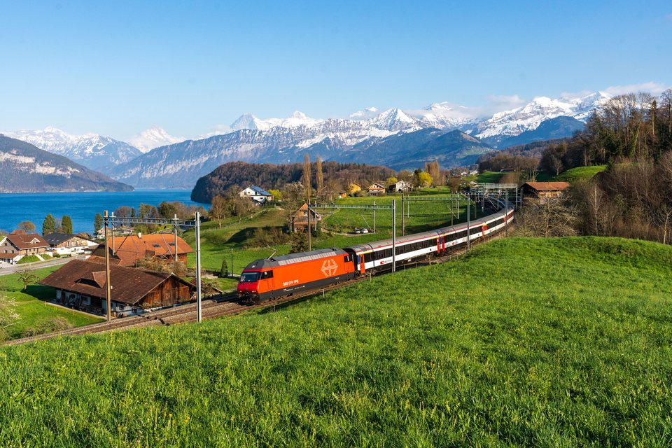 SBB (Personenverkehr): SBB Re 460 081 at Einigen, BE, CH