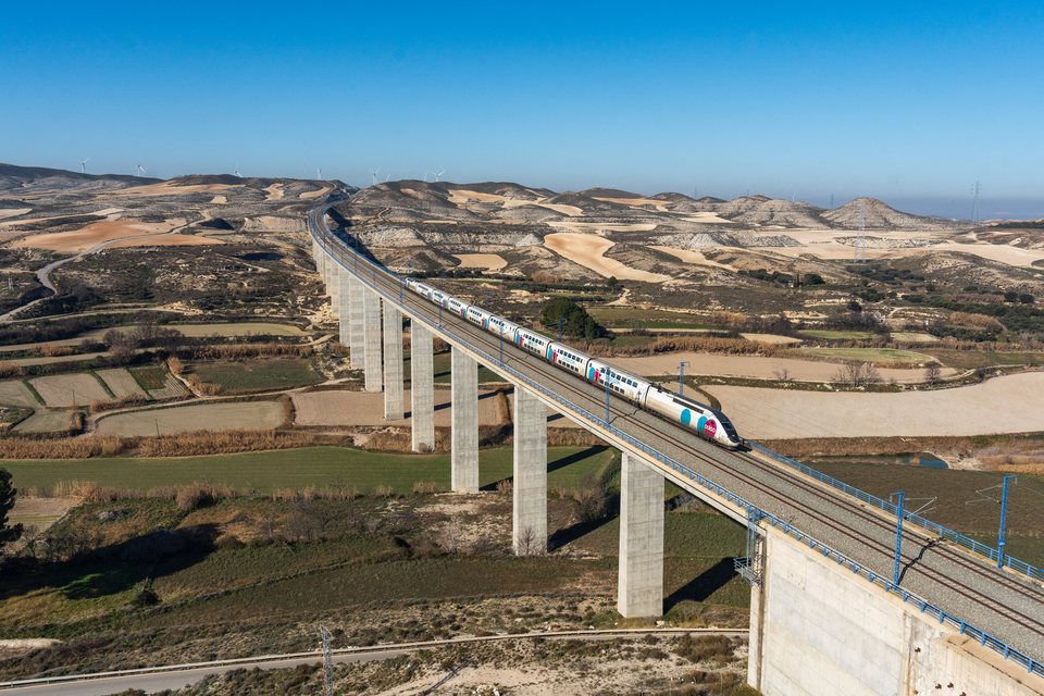SNCF 867 Ouigo Euroduplex at Fuentes de Ebro, Aragon, Spain